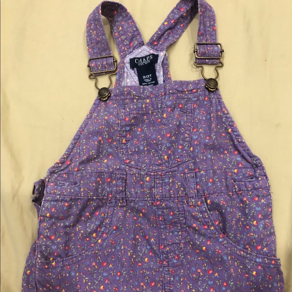 Purple toddler overall floral dress
